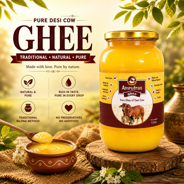 Amrutras Desi Cow Ghee (1 Litre) – Natural Ghee, Rich Aroma, No Preservatives